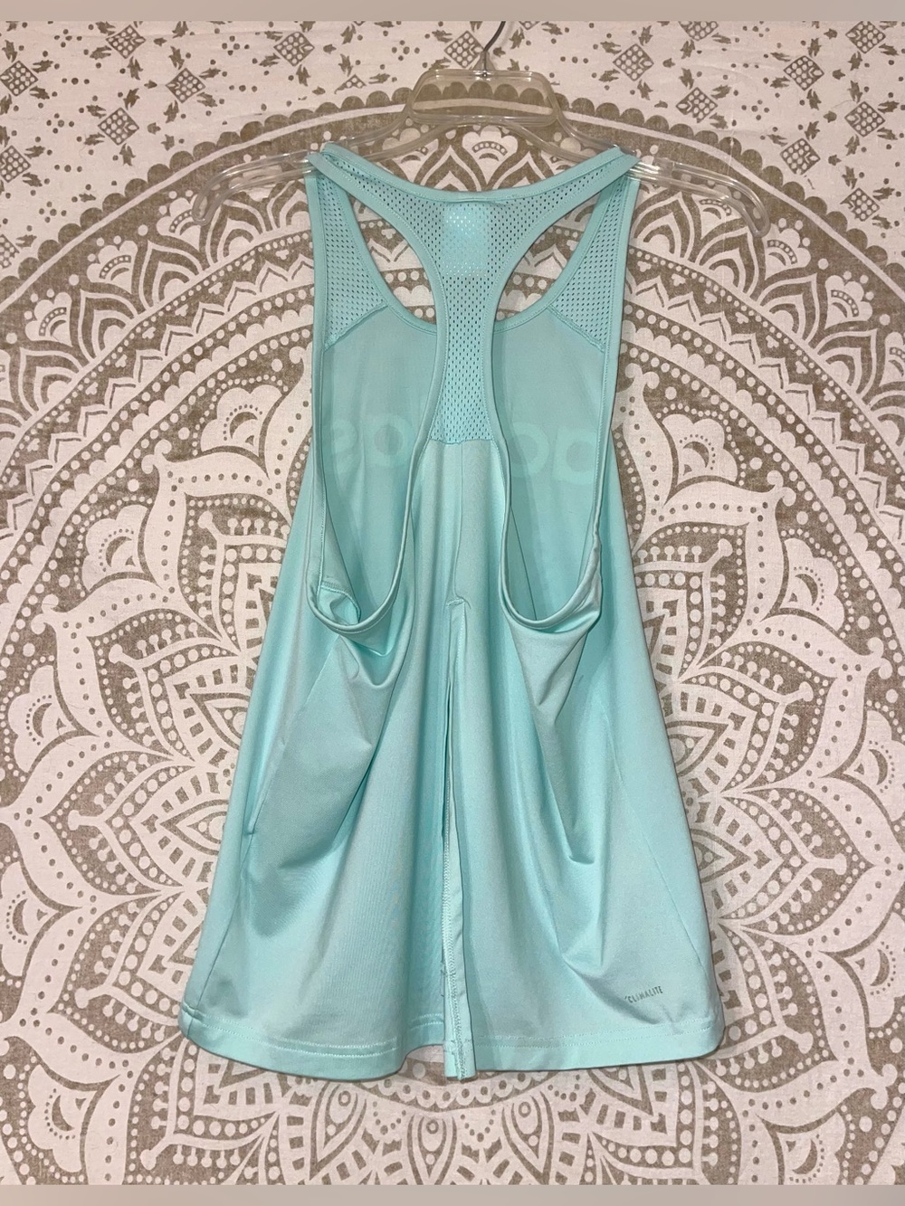 "ADIDAS" LADIES CLIMATE MINT & WHITE TANK TOP WITH OPEN BACK, SIZE MEDIUM - Picture 3 of 3